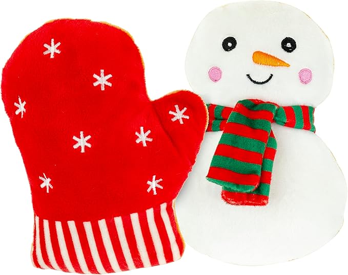 Giftable World Holiday Plush Pet Toy Fun for Christmas Designs with Squeaker Dog Chew Toy (6" Holiday Snowman Cookies 2 Pcs)