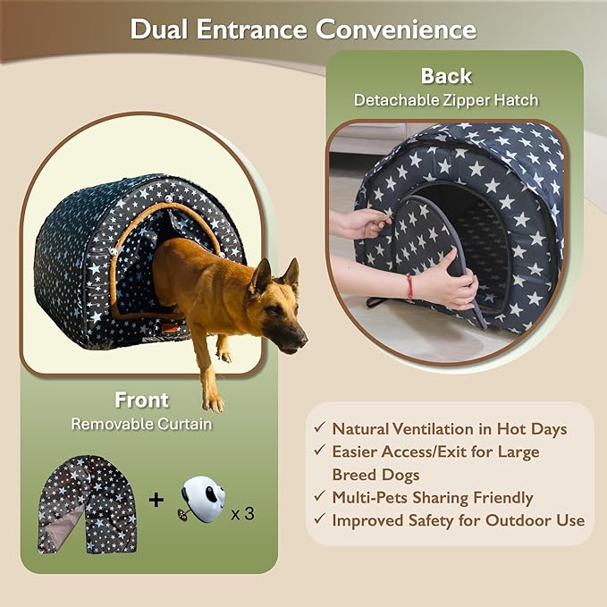 TU'ERYE Dog House Bed for Large Size Dogs with Self Cooling Pad 2XL