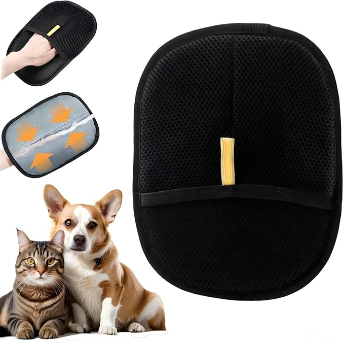 Electrostatic Pets Hair Remover Mitt – Hair Removal Glove to Remove Cat Hair & Dog Fur – Reusable Pet Hair Removal Mitt for Furniture, Couch, Carpet Peonly Hand Fur Remover Tool (2)