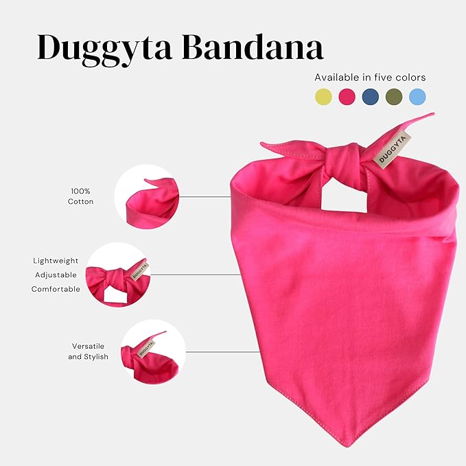 Premium Solid Pink Dog Bandana, Luxury Soft Cotton Adjustable Triangle Scarf for Medium Dogs, Comfortable, Stylish, and Customizable for All Seasons, Dog Accessories