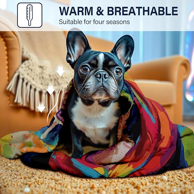French Bulldog Gifts for Women, French Bulldog Blanket, Dog Lovers Gifts Ideas, Dog Gifts, Colorful Pet Blanket Gifts 40"x50"