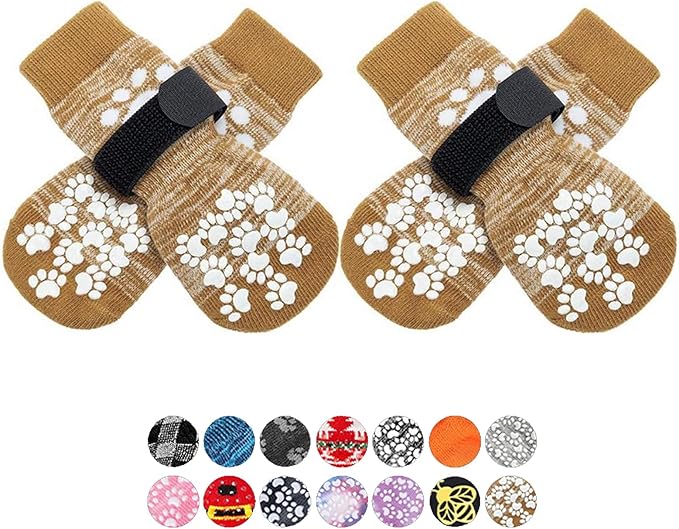 EXPAWLORER Anti Slip Dog Socks to Prevent Licking Paws, Dog Shoes for Hot Pavement, Dog Booties for Small Medium Large Senior Dogs, Traction Control Dog Boots & Paw Protectors for Hardwood Floors
