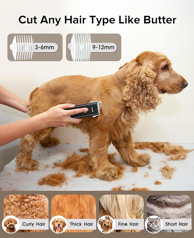 Pet Clippers for Dog Hair Grooming Low Noise, Rechargeable Cordless Cat Shaver with Ceramic Blade,Portable Pet Hair Trimmer for Matted & Long Hair