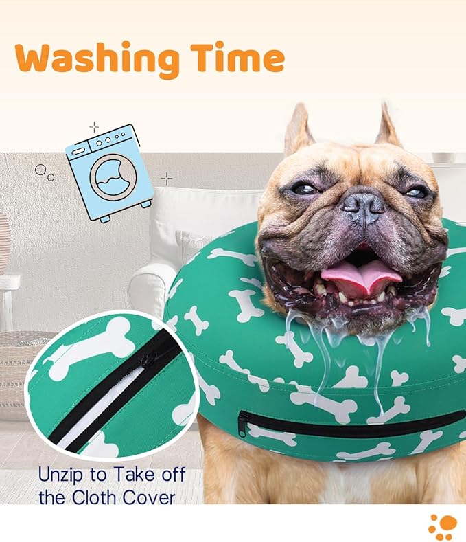 Supet Inflatable Dog Cone Alternative, Soft Dog Neck Donut Collar for Post Surgery Recovery