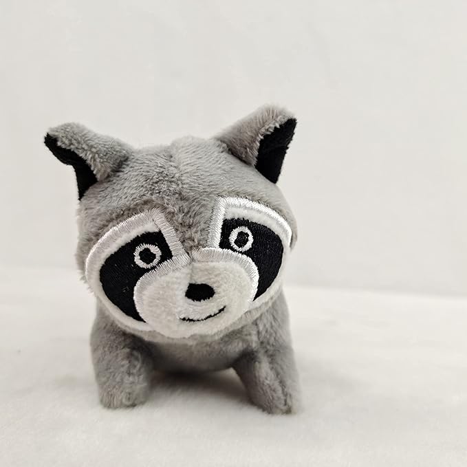 Hide and Seek Dog Toy, Plush Raccoon in Tree, Interactive Burrow, Squeaky, Woodland Style, Mental Stimulation, Fetch Fun, Replacement Toys, Medium Size, 4-Pack, Grey (Raccoon in Tree Medium)