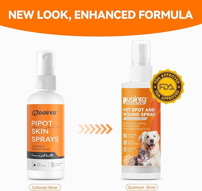 Hot Spot Spray for Dogs, Upgraded Pipot Skin Spray for Dogs, Itch Relief and Hot Spot Treatment for Dogs, Supports Skin Infections and Irritations for All Animals, 4oz