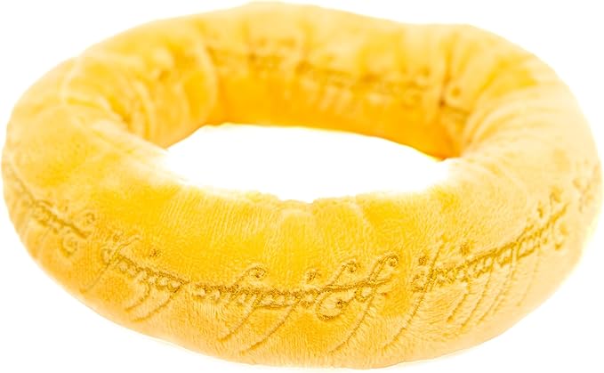 Buckle-Down The Lord of The Rings Squeaky Plush Dog Toy for Large, Medium & Small Dogs, The One Ring Golden Yellow, 2" x 7.5"