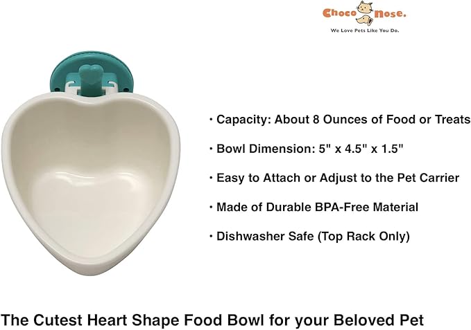 Choco Nose Patented No-Drip Water Bottle/Feeder and Detachable Food Dish Set for Puppies/Toy Breed Dogs/Rabbits/Cats/Chinchillas and Other Small Pets and Animals 10.2 Oz Nozzle 13mm, Aqua(C528 C607)