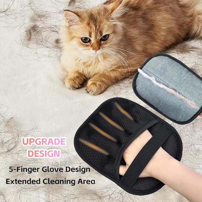 2 Packs Pet Hair Removal Glove,Pet Hair Remover for Cat & Dog,New Upgraded Electrostatic Gloves Pet Hair,Reusable Electro Static Pet Hair Remover Electrostatic Gloves for Furniture,Couch