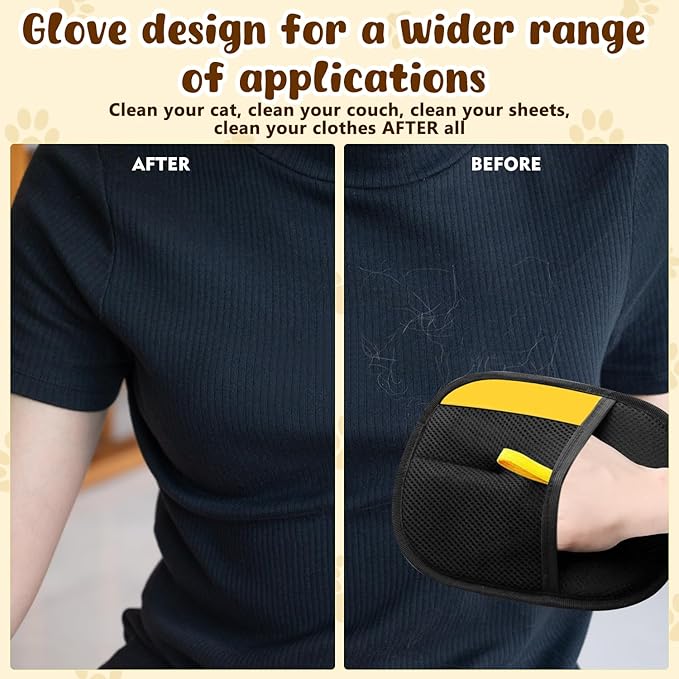 Pet Hair Removal Gloves,Electrostatic Gloves Pet Hair, Efficient Grooming Glove for Cats Dogs, Reusable Pet Hair Removal Tool for Couch, Furniture, Carpet, Curtain (2PCS)