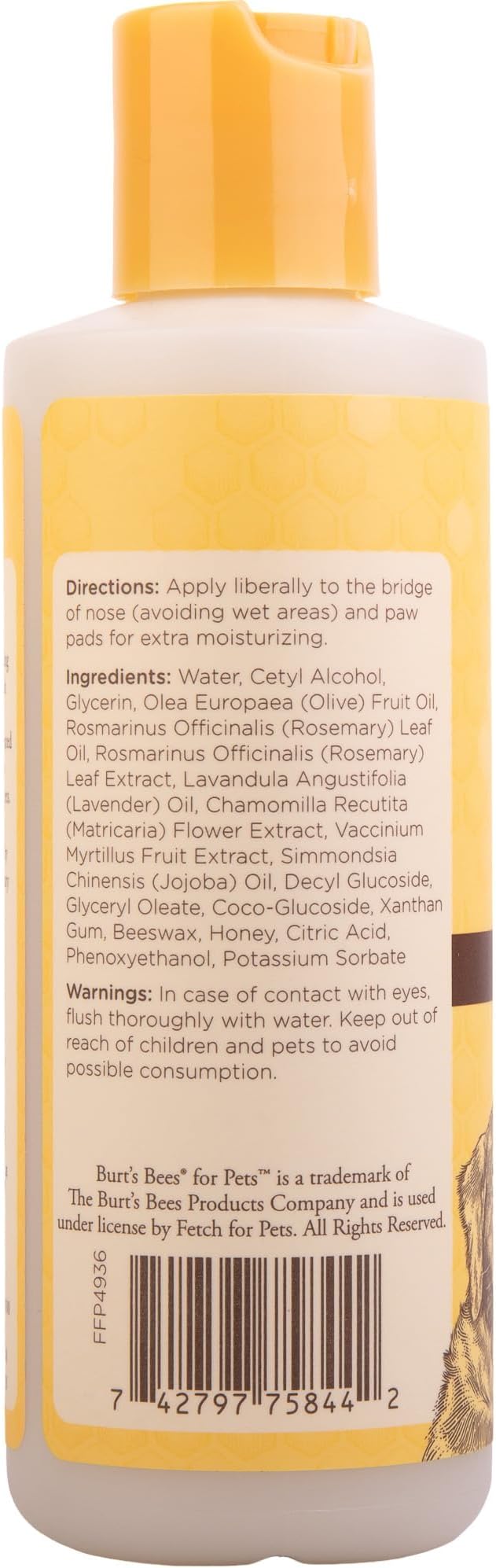 Burt's Bees for Pets Paw and Nose Lotion with Rosemary and Olive Oil, 2pk, 99.7% Natural Origin Formulas, Dog Paws and Pad Moisturizer, Caine Nose Soothing Formula, 2pk, 4oz