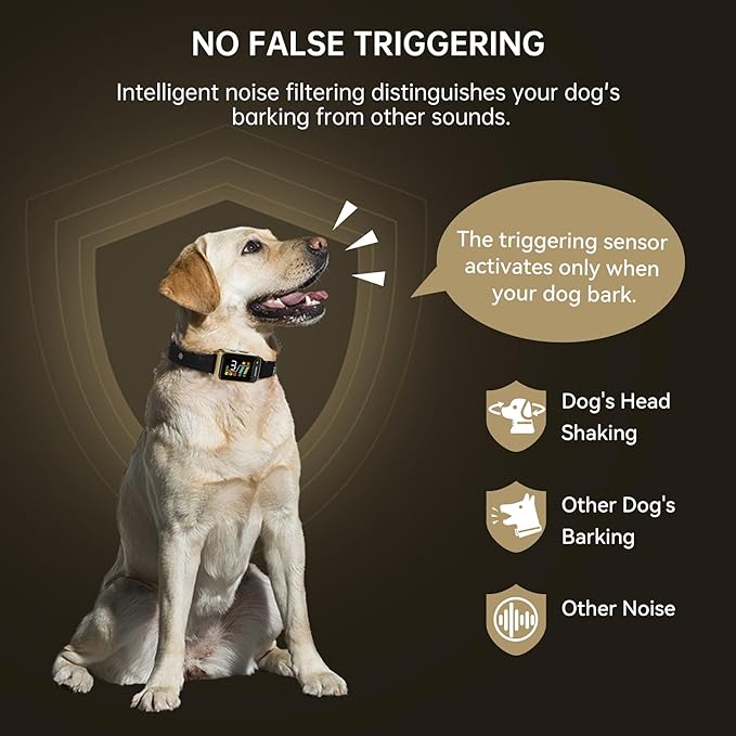 Bark Collar-Rechargeable Smart Barking Collar- Anti Bark Training Collar with Adjustable Sensitivity Beep Vibration Shock- Bark Shock Collar for Small Large Medium Dogs
