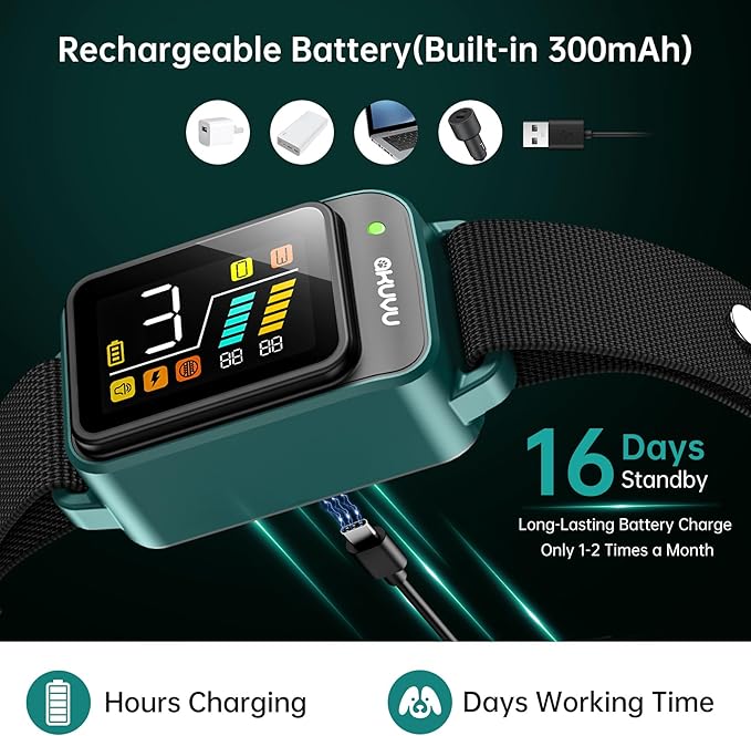 Bark Collar-Rechargeable Smart Barking Collar- Anti Bark Training Collar with Adjustable Sensitivity Beep Vibration Shock- Bark Shock Collar for Small Large Medium Dogs