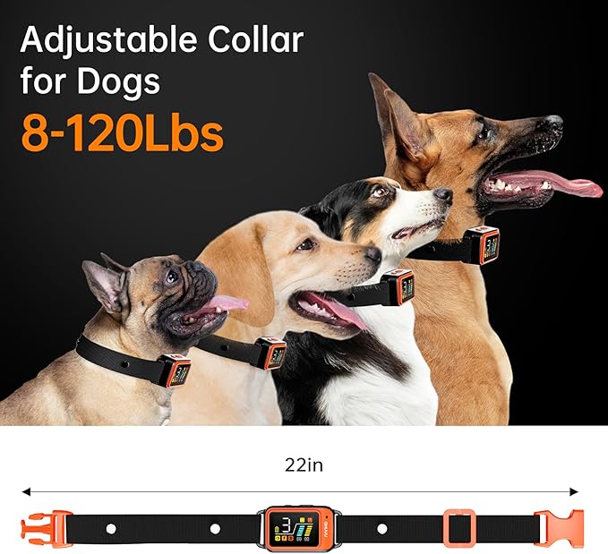 Dog Bark Collar-Rechargeable Smart Barking Collar- Anti Bark Training Collar with Adjustable Sensitivity Beep Vibration Shock- Bark Shock Collar for Small Large Medium Dogs