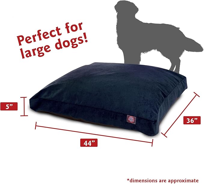 Majestic Pet Shredded Memory Foam Dog Bed Large with Removable Washable Cover – Rectangle Orthopedic Dog Bed–Durable Dog Crate Bed-Flat Dog Bed for Senior Dogs - (44x36) L - Villa - Navy