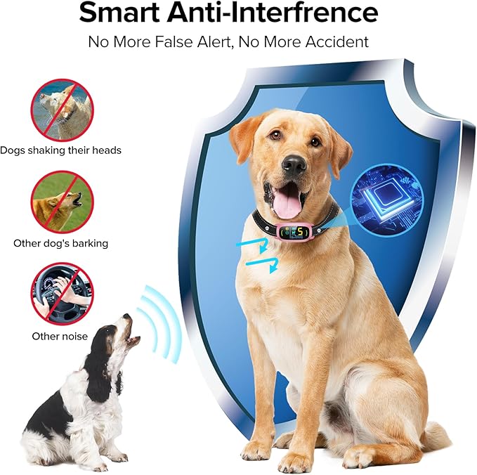 Dog Bark Collar, Rechargeable Smart Collar, Anti Barking Training Collar with 5 Adjustable Sensitivity Beep Vibration, Bark Collar for Large Medium Small Dogs (Pink)