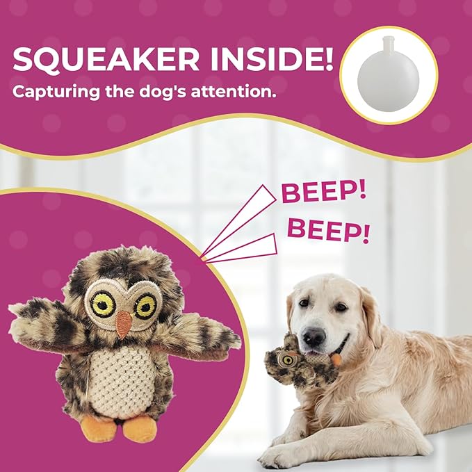 Tree with Hide & Seek Plush Owls, Squeaky & Puzzle Toys for Small & Medium Dogs, Multipack (Tree with Owls)