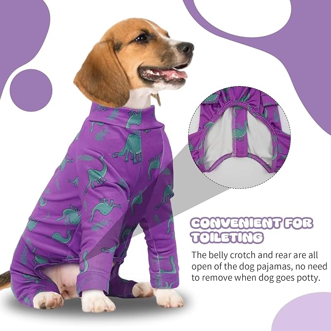 IDOMIK Dog Pajamas,Soft Dog Pjs Clothes with Zipper,Breathble Dog Shirts for Boys Girls,Dog Apparel Shirt Onesie,Dog Recovery Suit for Small Medium Large Dogs,Dog Anxiety Relief Onesies Purple,XL