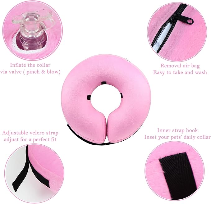 Katoggy Inflatable Dog Collar, Soft E-Collars for Dogs After Surgery, Adjustable Blow up Donut Dog Cone Collar for Small/Medium/Large Dogs and Cats
