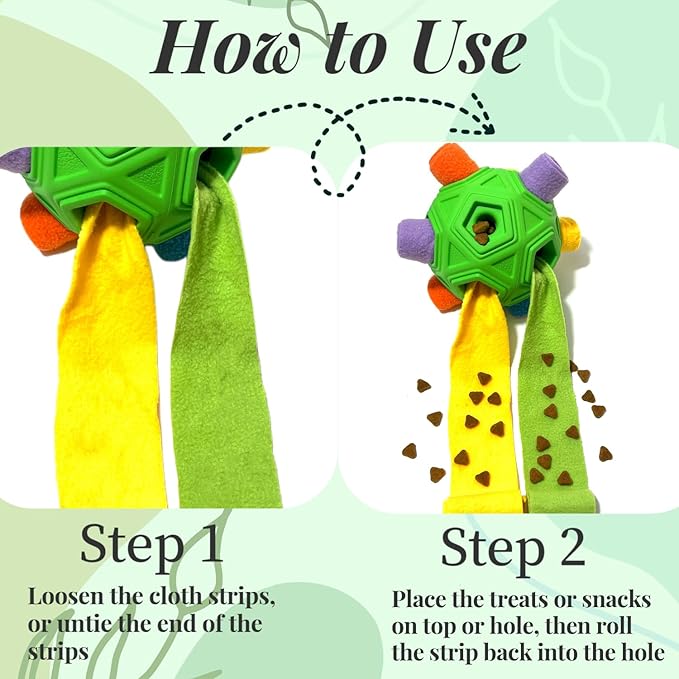 Snuffle Ball for Dog Toys Unbreakable Upgrade Ball Interactive Toy Foraging Snuffle Mat Puppy Treat Dispenser Slow Feeder Dog Puzzle Toys for Small, Medium, Large Pets (Green Rainbow)