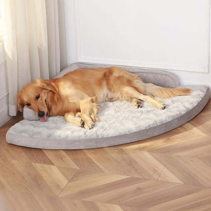Large Dog Bed with Bolster Orthopedic Support Dog Beds with Removable Washable Cover Large Pet Beds with Non-Slip Bottom and Waterproof Lining