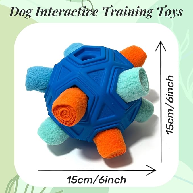 Snuffle Ball for Dog Toys Unbreakable Upgrade Ball Interactive Toy Foraging Snuffle Mat Puppy Treat Dispenser Slow Feeder Dog Puzzle Toys for Small, Medium, Large Pets (Blue Tangerine New)