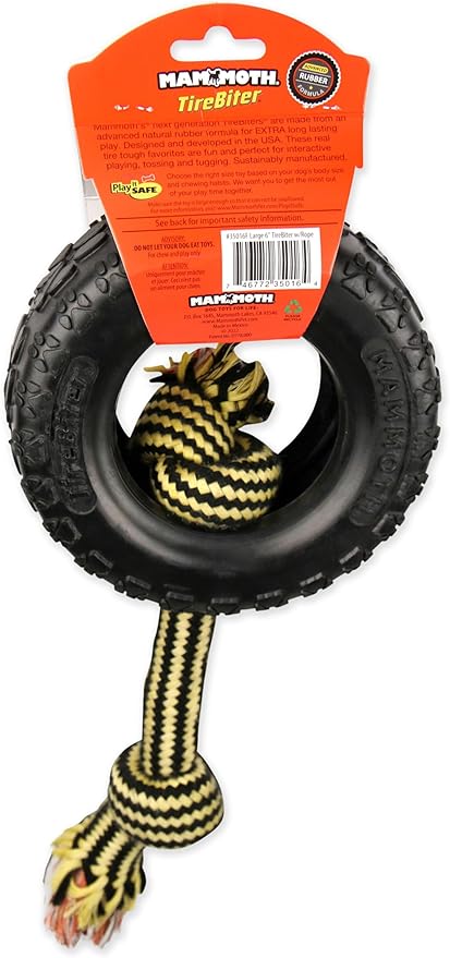 Mammoth TireBiter2 Tug & Toss For Strong Chewers Large Dogs Up To 90-Pounds