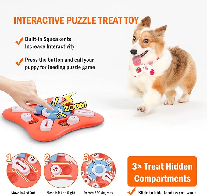 knitly Dog Puzzle Toys, Interactive Treat Puzzle for IQ Training and Mental Enrichment, Large Medium Small Dog Toys for Brain Stimulation, Best Dispensing Slow Feeder Gifts for Puppy