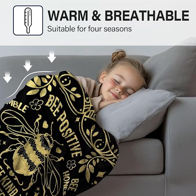 Bee Gifts for Women Men, Ideal Bee Blanket, Special Bees Themed Gifts for Bees Lovers, Blanket Birthday Gift Ideas for Sofa Couch Room, 50"x 60"