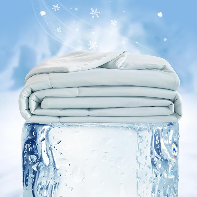 NTBAY Cooling Comforter King - Japanese Double-Sided Cold Tech Fabric Cooling Blanket for Hot Sleepers, Q-Max 0.45, All-Season Lightweight Blanket to Quickly Cool Down, 104x90 Inches, Aqua