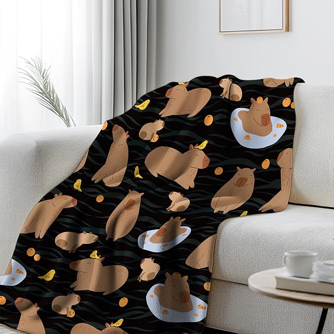 Capybaras Blanket Gift for Girls Boys Kids, Cute Capybara Gifts for Women Men, Soft Flannel Capybaras Throw Blanket on Sofa Couch Bed, Capybaras Birthday Gifts Ideas, 40" x 50"