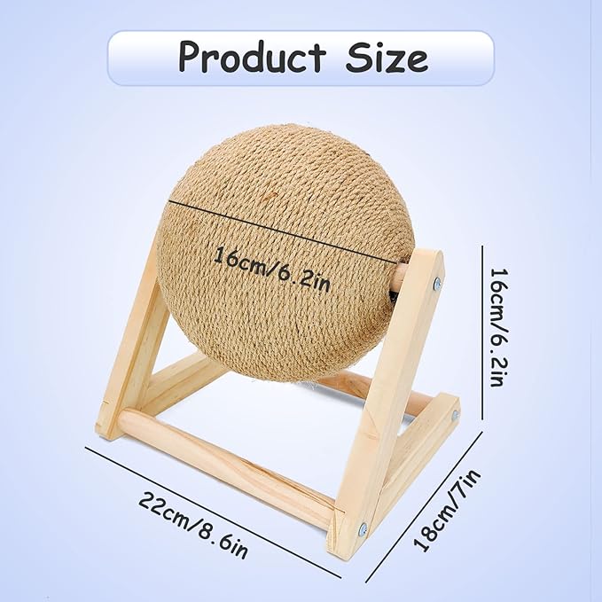 BNOSDM Rabbit Scratch Toy Wooden Natural Sisal Rope Rabbit Scratching Toy Ball Bunny Scratcher with Ball for Rabbits Bunnies Ferrets Kittens Small Animals (Medium)