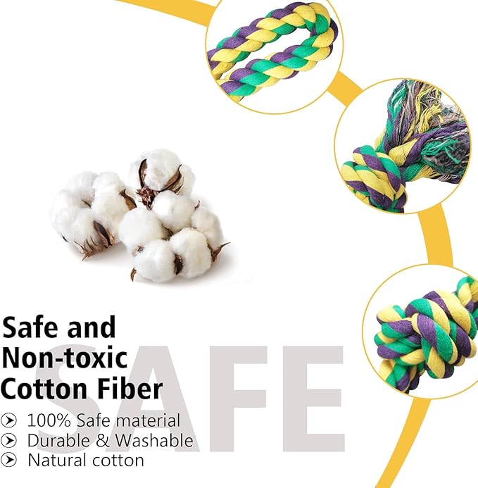 2 Pack Dog Rope Toys, Indestructible Dog Toy for Large/Medium Aggressive Chewers, Tough Chew Rope Tug of War for Dogs, Interactive Rope Toy for Boredom, Teeth Cleaning (390g/each)