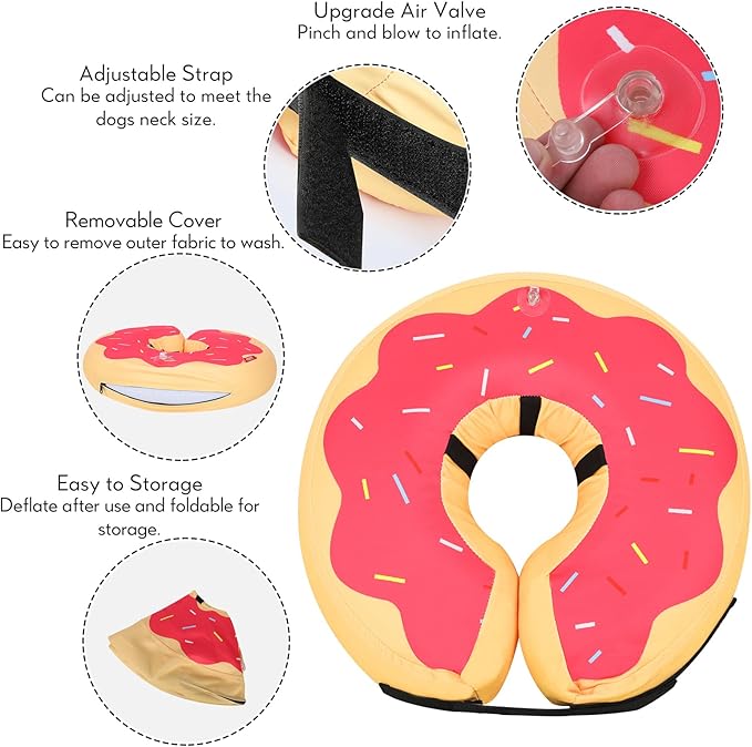 'MIDOG Dog Cones for Large Dogs, Cone for Dogs After Surgery, Soft Protective Recovery Donut Collar for Dogs to Prevent Touching Stitches, Wounds, and Rashes, Does Not Block Vision E-Collar. -Red,M