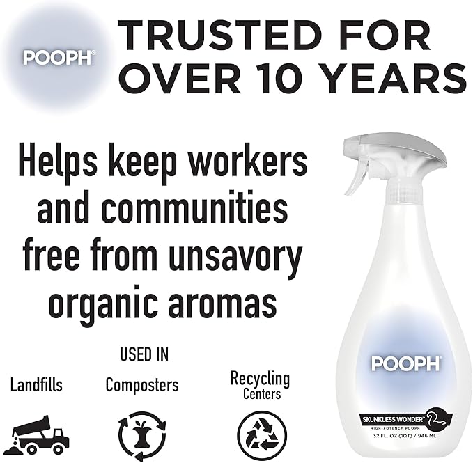 POOPH® Skunkless Wonder™ Spray | High-Potency Skunk Odor Eliminator Works on Pets, Fur, Clothing, Furniture & Items – Unscented, Safe, Fragrance-Free, Dismantles Skunk Oils On-Contact - 32oz