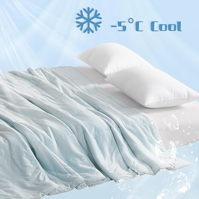 NTBAY Cooling Throw Blanket, Japanese Double-Sided Cold Tech Fabric Cooling Blanket for Dogs, Q-Max 0.43, 50x60 Inches, Aqua