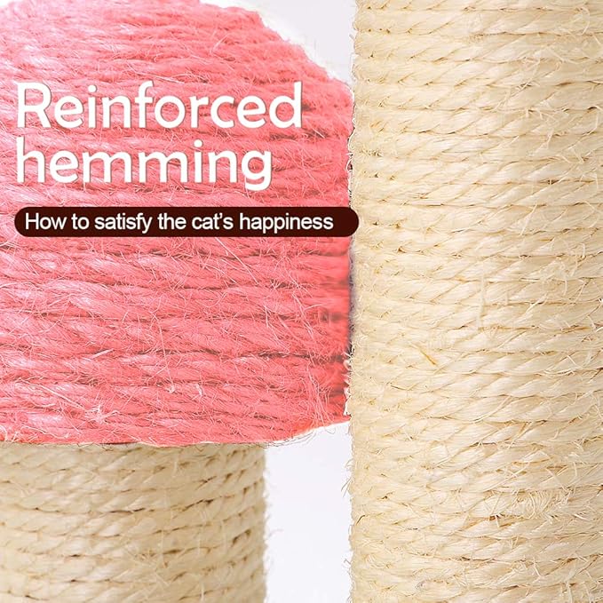 Cat Scratching Post, Mushroom Claw Scratching Post for Kitty, Natural Sisal Cat Scratchers Pole, 15x12 Inch Cat Interactive Toys (Pink)