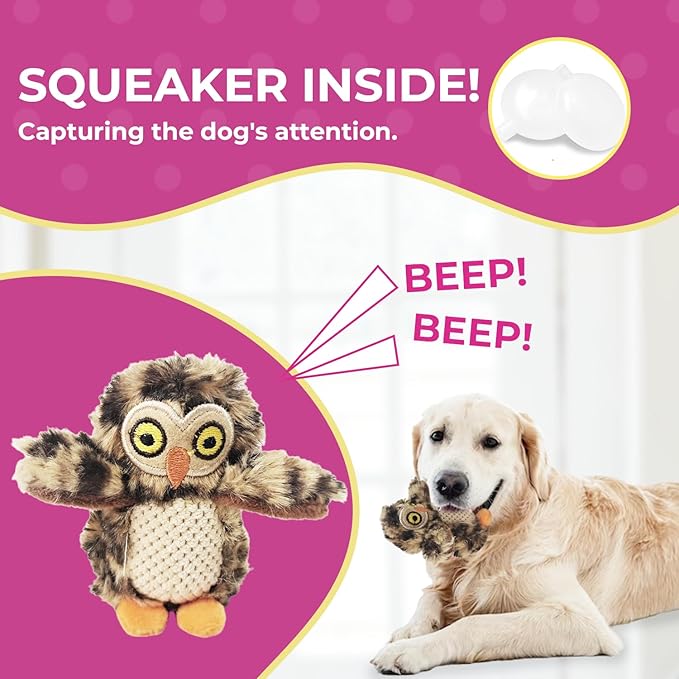 3 Pack Owl Dog Toys, Toy for Small Dogs, Plush Dog Toys with Squeaker, Multipack Puppy Toys, Toy for Small Dogs (3 Pack: Replacement Animals, Owl)