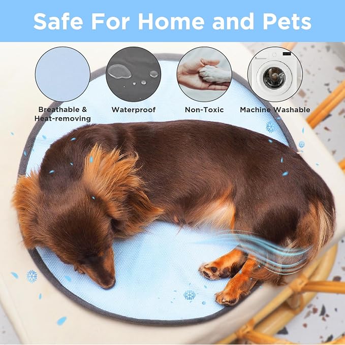 Round Cooling Mat for Dos Reversible (Cool & Waterproof) Cooling pad for Dogs, Machine Washable- Ideal to Use it on Donut Beds,Sofa and Floor- Durable Eco Friendly Material