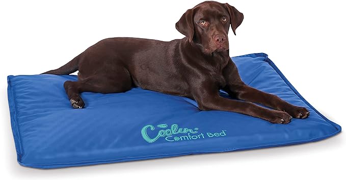 K&H Pet Products Coolin Comfort Orthopedic Dog Cooling Mat, Indoor Outdoor Cooling Beds for Large Dogs, Orthopedic Chilling Pet Bed for Homes, Crates, Yards, Porches - Large 44 X 32in Chill Blue