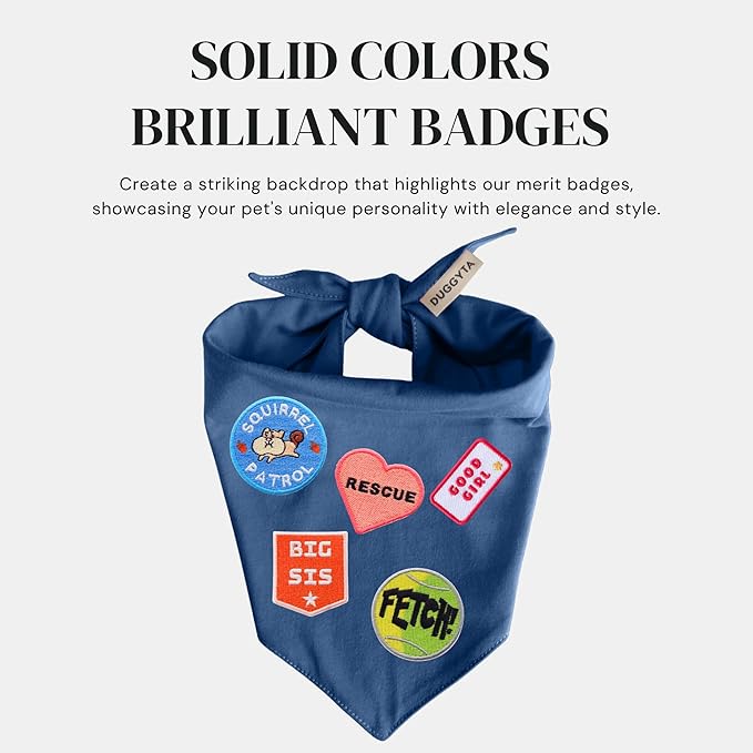 Premium Solid Navy Dog Bandana, Luxury Soft Cotton Adjustable Triangle Scarf for Medium Dogs, Comfortable, Stylish, and Customizable for All Seasons, Dog Accessories