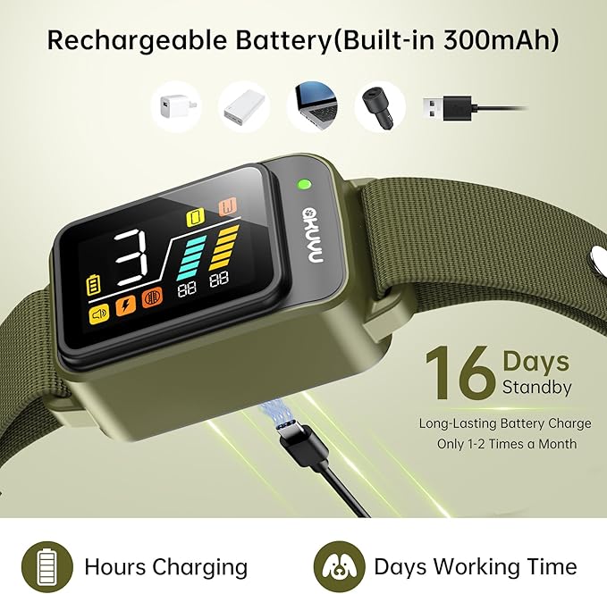 Bark Collar-Rechargeable Smart Barking Collar- Anti Bark Training Collar with Adjustable Sensitivity Beep Vibration Shock- Bark Shock Collar for Small Large Medium Dogs