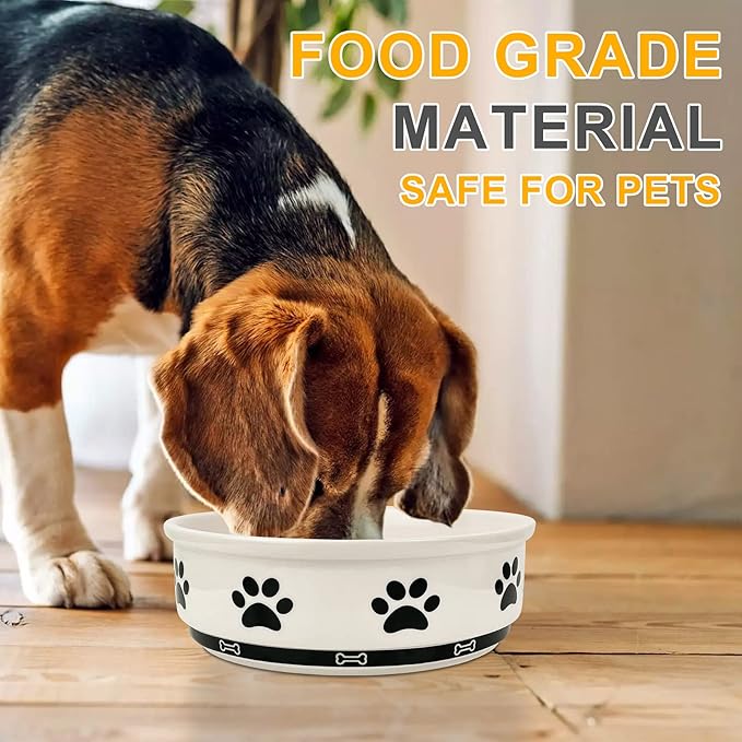 KPWACD Ceramic Pet Bowl for Dogs and Cats, Weighted Non-Slip Dog Bowls Food and Water Dish, Durable Pets Feeding Bowls Suitable for Small, Medium, and Large Dogs, White, 70 Oz