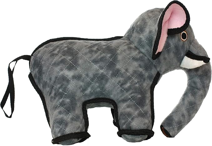 TUFFY - World's Tuffest Soft Dog Toy- Zoo Elephant -Multiple Layers. Made Durable, Strong & Tough. Interactive Play (Tug, Toss & Fetch). Machine Washable & Floats. (Regular 2 Pack)