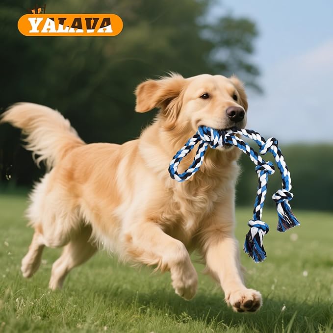 2 Pack 20 Inch Dog Rope Toy for Aggressive Chewers, Heavy Duty Chew Toys for Teeth Cleaning, Cotton Rope Dog Tug Toy for Medium to Large Breed