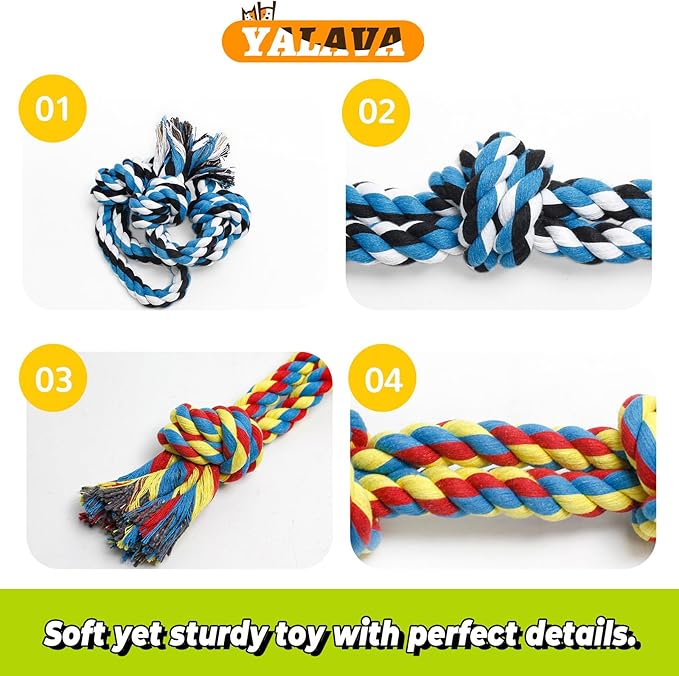 2 Pack 20 Inch Dog Rope Toy for Aggressive Chewers, Heavy Duty Chew Toys for Teeth Cleaning, Cotton Rope Dog Tug Toy for Medium to Large Breed