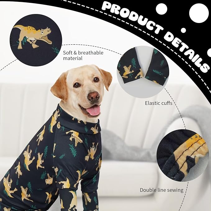 IDOMIK Dog Pajamas,Soft Dog Pjs Clothes with Zipper,Breathble Dog Shirts for Boys Girls,Dog Apparel Shirt Onesie,Dog Recovery Suit for Small Medium Large Dogs,Dog Anxiety Relief Onesies Darkgray,M