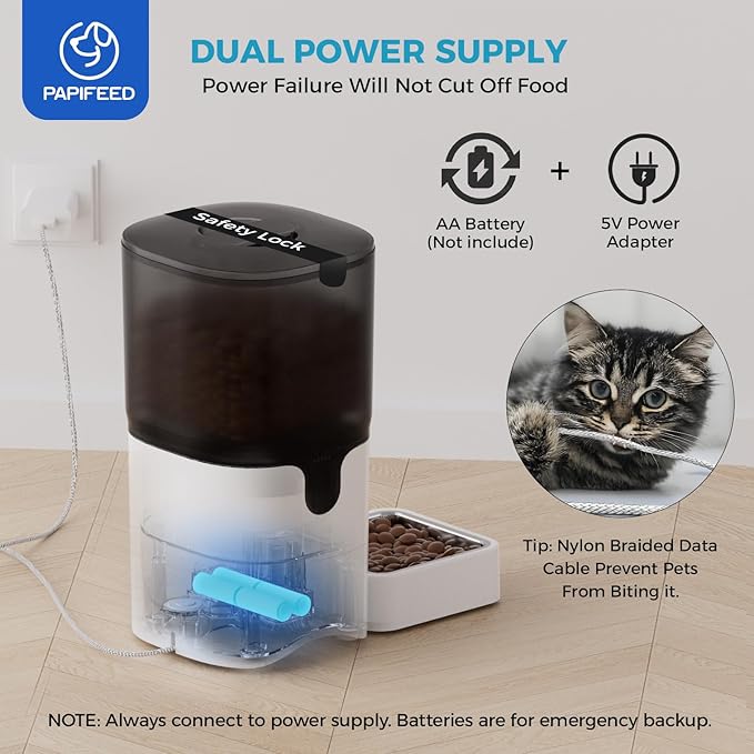 5G WiFi Automatic Cat Feeders: Smart Automatic Cat Food Dispenser with Slow Feeding Mode, Detachable for Easy Cleaning, Pet Feeder with Alexa, 1-30 Meals Per Day for Multiple Pets (6L/25 Cup)