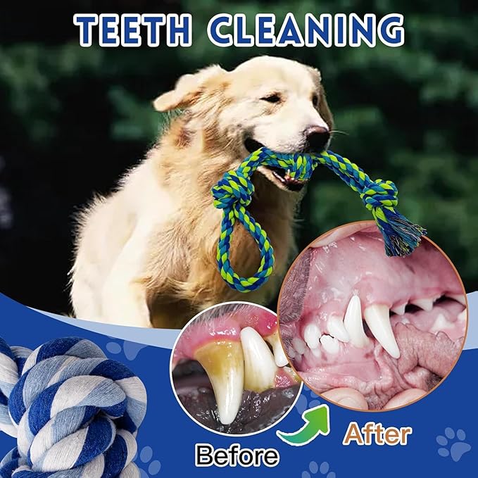 Dog Rope Toys for Large and Medium Aggressive Chewers, 3 Pack Heavy Duty Rope Toy for Large Breed, Indestructible Chew Toys, Tug of War Dog Toy, 100% Cotton Teeth Cleaning