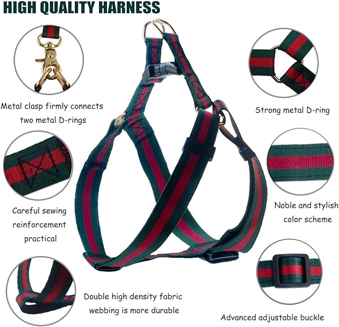 Elegant and Stylish Dog Harness and Leash,Durable Soft Neck and Chest Adjustable Pet Harness,Luxury Dog Harnesses and Dog Leashes Set Packing Gift for Big Large Dogs